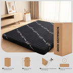 Japanese Floor Mattress Viscose Derived from Bamboo, 100% High Density Foam, 3.5" Thicken Cooling Foldable Futon Mattress Tatami Mat, Roll Up Floor Bed for Guest Room Bedroom RV, Black, Twin