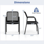 Giantex Office Guest Chair Set of 2, Waiting Room Chairs with Mesh Back, Padded Seat, Armrests, Metal Frame, 330 Lbs Capacity, Conference Chairs No Wheels for Reception Room, Meeting Room, Lobby (1)