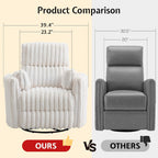 Jocisland Power Rocking Nursery Chair/Swivel Recliner/USB, Cream Corduroy | Oversized Glider Chairs,Corduroy,2 Pillows,USB & Type-C,Reclining Armchair Sofa,Living Room,Bedroom,Nursing