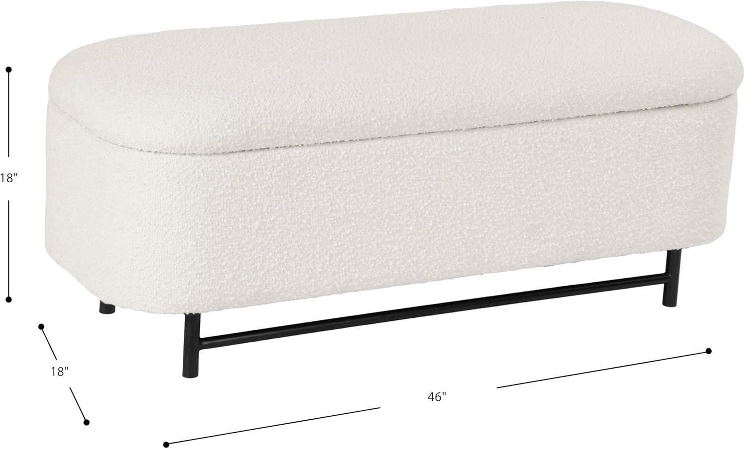 HomePop 46" Ellipse Storage Bench with Metal Legs - Cream Boucle