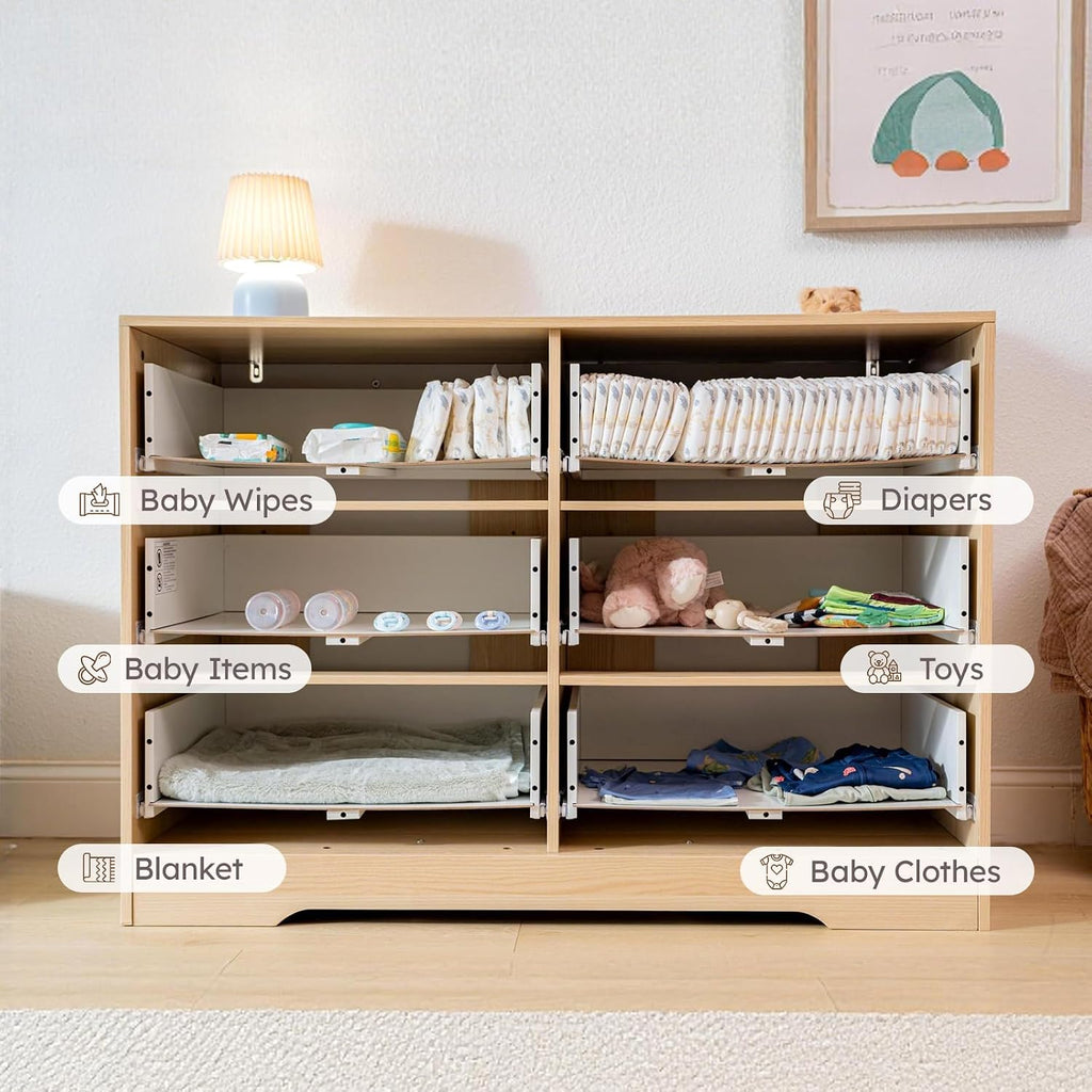 White Baby Dresser for Nursery Bedroom, 6 Drawer Organizer for Closet