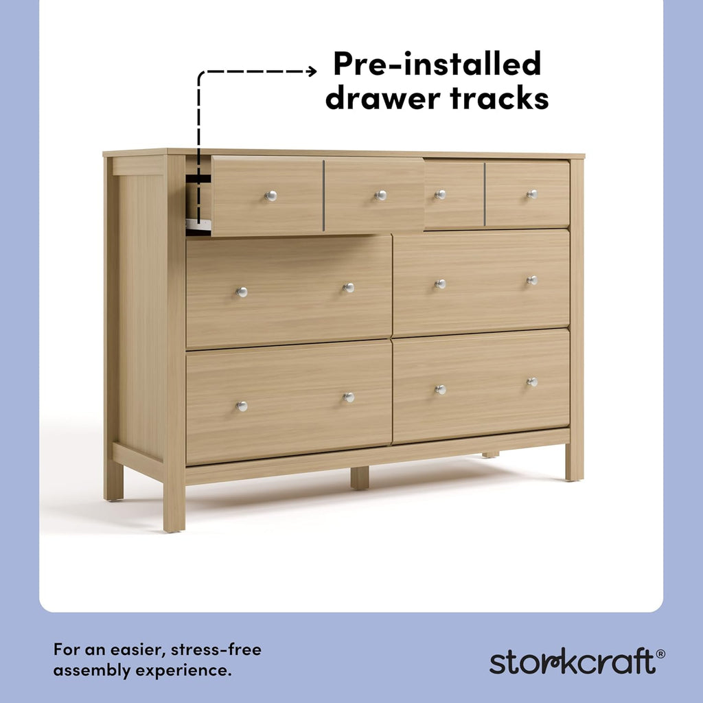 Storkcraft Horizon 6 Drawer Dresser, Driftwood | GREENGUARD Gold Certified, Wood Dresser for Nursery & Kids Bedroom, Nursery Storage with Interlocking Drawer System