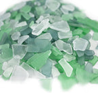CYS EXCEL Sea Glass 24 Ounces Palm Green & Light Green & Clear Mix | Multiple Color Choices Crushed Glass Vase Filler | Aquarium Nautical Décor for Art Crafts Flat Frosted Dyed Color Stone