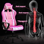 Gaming Chair 188 P, Modern Pink Ergonomic High Back PC Computer Gaming Chair with Lumbar Support, Adjustable Height, 360 Swivel, Executive Style, PU Leather, 300 lb Capacity