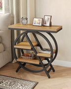 End Table, Narrow Side Table with 4-Tier Large Storage Space, Modern Bedside Table for Living Room, Home Office, Bedroom, Natural