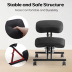 Kneeling Chair Office Chairs for Home Comfy Office Chair Adjustable Height Armless Office Chairs with Wheels Work Chair Black Without backrest