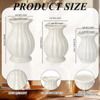 3 Pack White Ceramic Vase Set Small Rustic Decorative Vases Home Decor Wavy Edge Modern Flower Vases for Farmhouse Table Centerpiece Living Room Kitchen Bedroom (5.7,6.7,7.9in,Elegant)