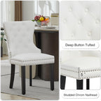 PU Leather Dining Chairs Set of 4, Upholstered Dining Room Chairs with Solid Wood Legs & Back Ring Pull Trim Ring, Modern Dining Chairs Perfect for Dining Room,Living Room,Kitchen, White