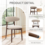 COLAMY Wooden Dining Chairs Set of 6, Modern Upholstered Fabric Dining Room Chair, Farmhouse Kitchen Side Chairs with Foot Pegs, Beige
