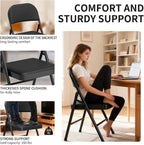 Set of 2 Padded Folding Chairs, PU Leather Seat Back, 300 lbs Heavy Duty Metal Frame, Foldable Portable Chairs for Indoor Outdoor Events, Dining, Guest Seating, Party, Wedding (Black, 2 Pack)