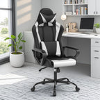 Ergonomic High Back Gaming Chair & Office Chair, PU Leather & Adjustable & Easy Assembly & BIFMA Certified, for Home/Office (Gray) (White)