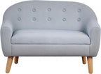 Qaba 2-Seat Kids Sofa, Toddler Sofa Couch, Linen-Like Fabric and Wooden Frame Sofa Chair for Ages 3-7, 11" High Seat, Gray