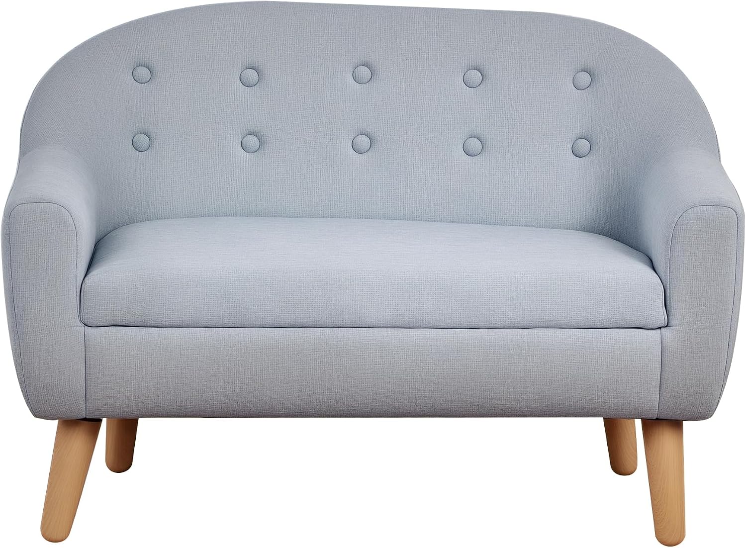 Qaba 2-Seat Kids Sofa, Toddler Sofa Couch, Linen-Like Fabric and Wooden Frame Sofa Chair for Ages 3-7, 11" High Seat, Gray