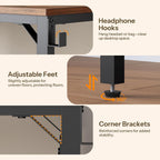 HOOBRO Small Computer Desk, 28.3" Desk for Small Spaces, Office Desk with Power Outlet & Adjustable Monitor Stand, Compact Desk with Storage, Writing Table for Bedroom, Office, Rustic Brown BF38UDN01