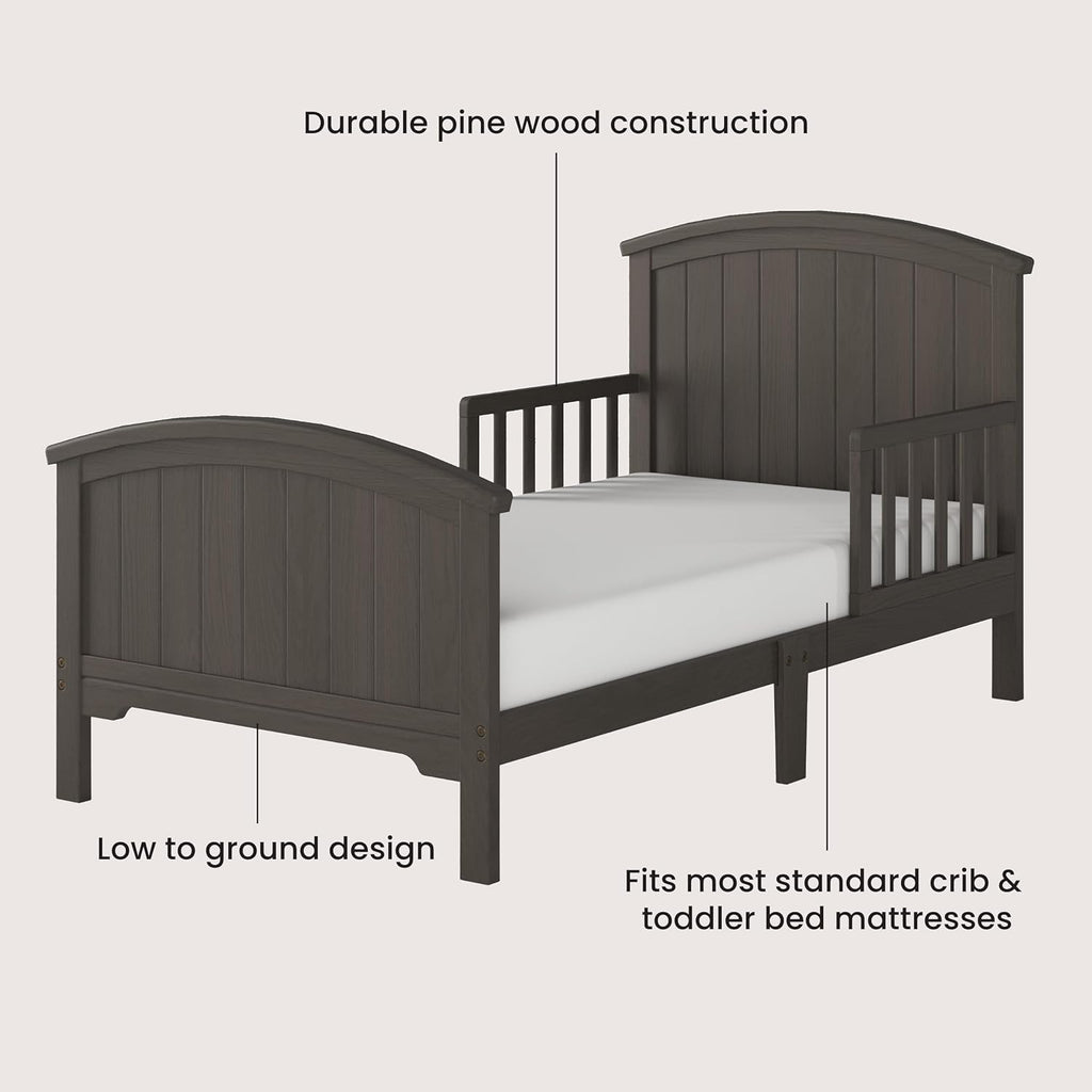 Child Craft Hampton Toddler Bed and Dresser Bedroom Furniture Set, 2 Piece, Low to Ground Design (Dapper Gray)