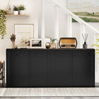 Giantex 38-Inches Storage Cabinet, Sideboard with 2 Doors and 4 Cubic Shelves, Anti-Tipping Device, Sturdy Metal Hings, Credenza, Bathroom Cabinet for Living Room, Kitchen, Entryway, Black