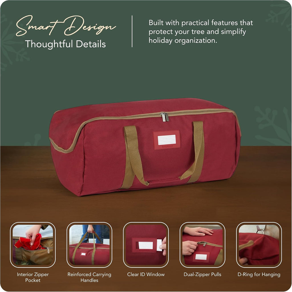 Covermates Keepsakes Garland Duffle Bag - Durable Polyester, Reinforced Handles, Fits up to 25 Foot Garland Depending on Thickness - Holiday Storage, Red