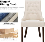 COLAMY Wingback Upholstered Dining Chairs Set of 2, Fabric Side Dining Room Chairs with Tufted Button, Living Room Chairs for Home Kitchen Resturant- Beige