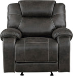 Lexicon Manual Glider Recliner Chair, Polished Microfiber Upholstered Manual Tab Pull Reclining Nursery Chair for Living Room, Pillow Top Armrest, Padded Headrest, Easy Assembly, Chocolate