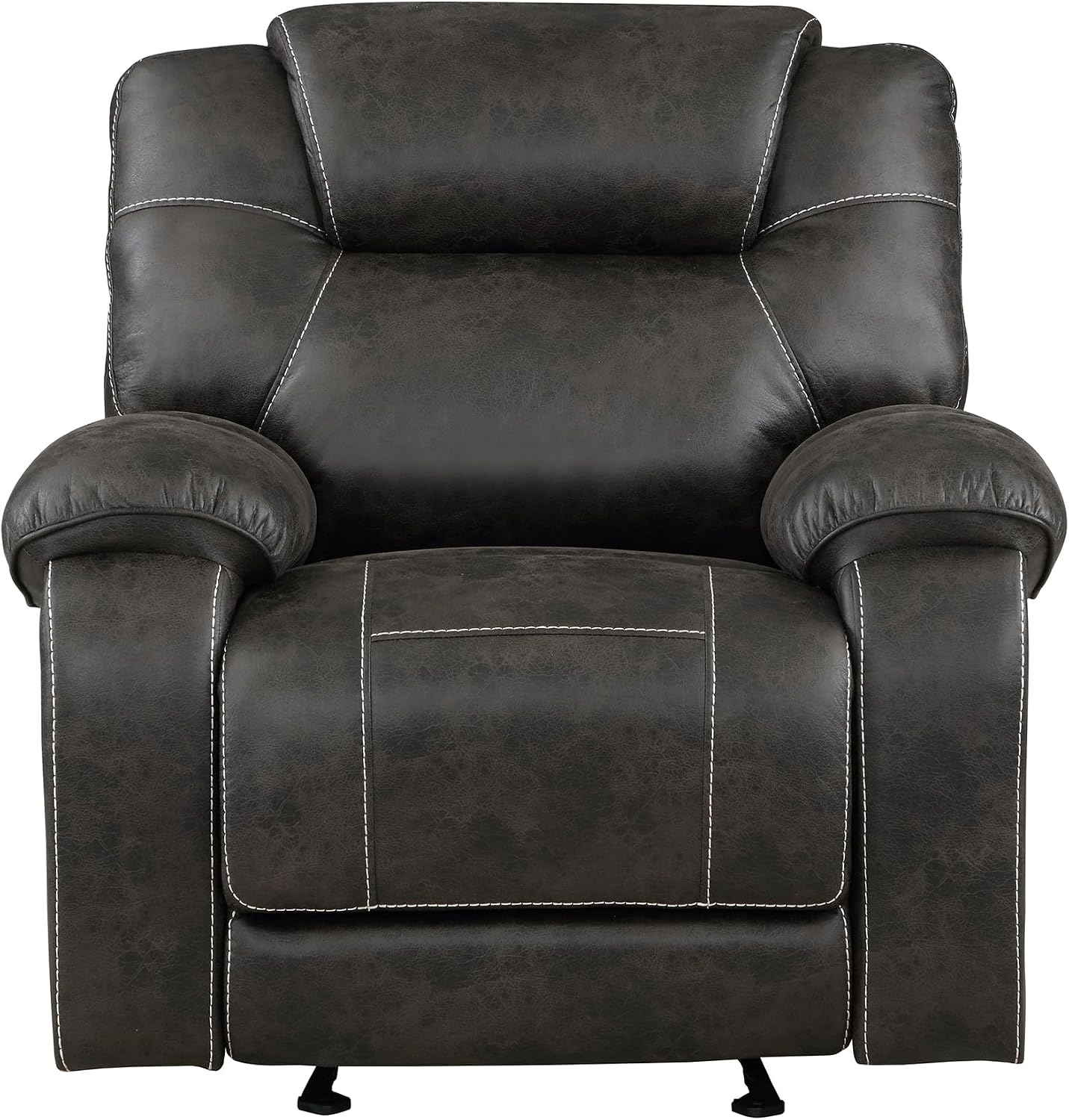 Lexicon Manual Glider Recliner Chair, Polished Microfiber Upholstered Manual Tab Pull Reclining Nursery Chair for Living Room, Pillow Top Armrest, Padded Headrest, Easy Assembly, Chocolate