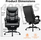 WAILOR 400lbs Office Chair with Foot Rest, Reclining Big and Tall Office Chair with Lumbar Support Spring Cushion, High Back PU Leather Computer Chair,Comfy Desk Chair for Home Office