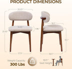 Mid Century Modern Dining Chairs Set of 6, Farmhouse Wooden Fabric Upholstered Kitchen Chairs with Curve Back, Mid-Century Dining Room Chairs for Living Room Restaurant Cafe with Brown Legs, Camel