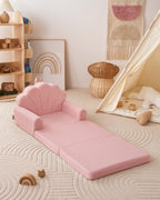 Blissful Diary Kids Couch, 2-in-1 Soft Fold Out Kids Couch, Kids Sofa Chair, Comfy Kids Furniture for Playroom, Reading & Play, Pink Shell