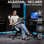 Ergonomic Massage Gaming Chair for Kids Adults, Comfy PU Leather Office Desk Chair with Adjustable Headrest Lumbar Support 360 Swivel, White