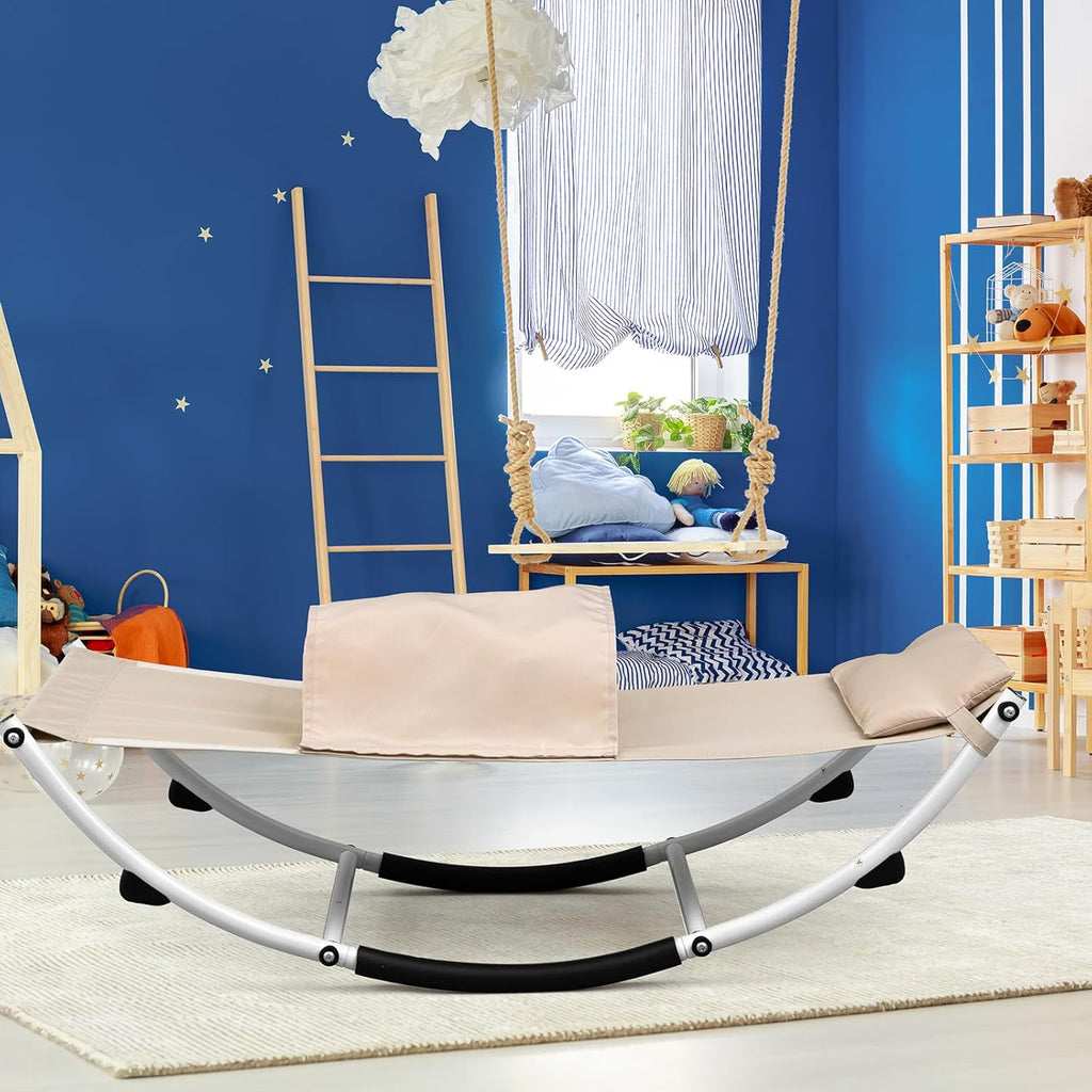 Yousoontic Kids Sensory Rocking Chair Sensory Rocker with Pillow and Blanket Outdoor Indoor Lounge Recliner Chair Gifts for Baby Children ADHD Autism