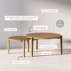 Nathan James Kendall Round Nesting Coffee Set of 2, Light Brown & 74101 Mina Modern TV Stand, Oak Wood Finish, Oak/Black