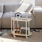 Mobile End Table, 2 Tier Side Cabinet with Handle Storage Rack and 4 Wheels, Utility Cart Living Room Small Sofa Table Mobile Plastic Side Table Little Night Stand Bedroom Balcony, White