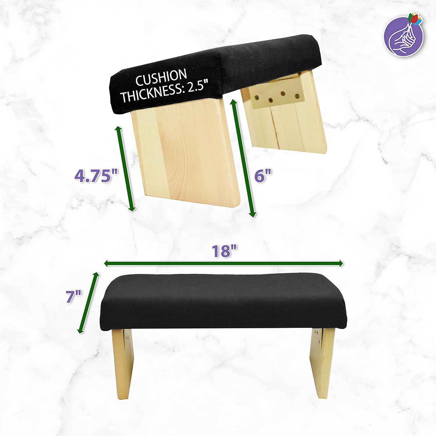 Mudra Crafts Black Foldable Meditation Chair - Yoga Zen Meditation Bench Kneeling Stool - Wooden Meditation Stool with Cushion - Prayer Kneeler Seiza Meditation Seat
