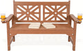 Outdoor Bench with Cup Holders, HDPE 2-Person All-Weather Patio Bench, 660 lbs Capacity, Fade & Rot Resistant for Porch Backyard Park, Brown