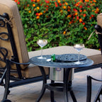 Darlee Santa Monica 3 Pc Cast Aluminum Chaise Lounge Set w/ 24 Inch Ice Bucket End Table & in Antique Bronze/Sesame