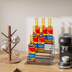 9 Bottle Coffee Syrup Rack Organizer 3 Tier Syrup Holder Stand for Coffee Bar Syrup Storage Shelves for Bar Family Storage Small Wine Rack for Syrup Wine Dressing