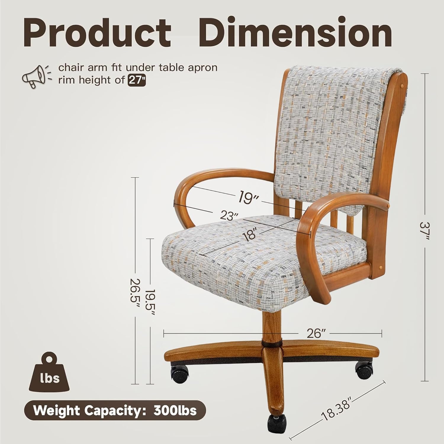 Chromcraft Set of 4 Chairs, Chair with Soft Double Wheels for Kitchen Room