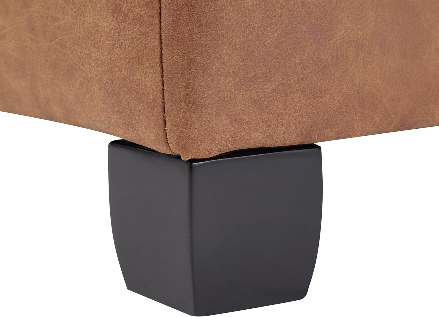 Christopher Knight Home Lorel Faux Leather Square Storage Ottoman Coffee Table, Wooden Ottoman with Storage, Entryway Modern Ottoman Foot Stool, Toy Box Storage for Living Room, Brown