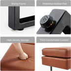 Waiting Room Bench Seating, Salon Reception Chairs 3 Seats Upholstered, 59.5''Heavy Duty Guest Lobby Chairs, Faux Leather Settee, Office Beauty Barbershop Furniture, Cognac