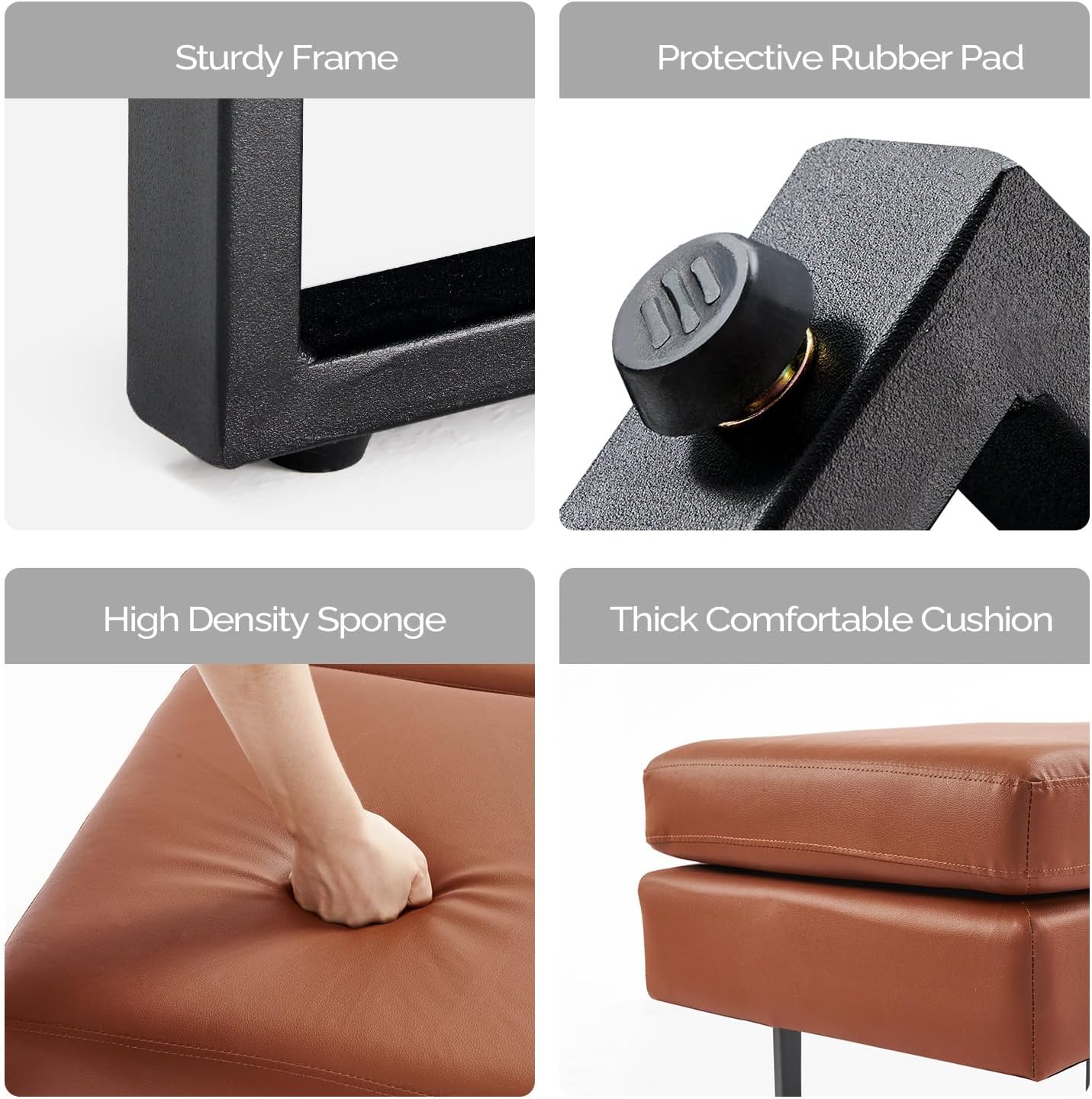 Waiting Room Bench Seating, Salon Reception Chairs 3 Seats Upholstered, 59.5''Heavy Duty Guest Lobby Chairs, Faux Leather Settee, Office Beauty Barbershop Furniture, Cognac