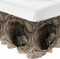 3D Optical Illusion Bed Skirt Full/Queen Size Bed Skirting 16 Inch Drop Adjustable Elastic Dust Ruffles Wrap Around Bedskirt Pleated Nature Dinosaur Stones Brown Bedding Frame Cover for Dorm