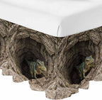 3D Optical Illusion Bed Skirt Full/Queen Size Bed Skirting 16 Inch Drop Adjustable Elastic Dust Ruffles Wrap Around Bedskirt Pleated Nature Dinosaur Stones Brown Bedding Frame Cover for Dorm