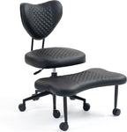 Cross Legged Ergonomic Office Chair, ADHD Meditation Chair with Lumbar Support and A Height-Adjustable Yoga Kneeling Seat Cushion, Velvet for Home Office, High Hntensity Office Work (Black)