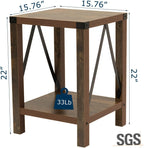 Brown Farmhouse Nightstand Set of 2, Rustic End Table with Barn Door and Shelf, Bedside Table