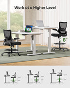 Marsail Drafting Chair, Tall Office Chair with 2D Lumbar Support, Standing Desk Chair,High Office Chair with Padded Flip-Up Armrests & Adjustable Footrest Ring, Dark