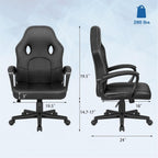 GUNJI Computer Chair PU Leather High Back Office Modern Racing Style Game Chair Adjustable Executive Ergonomic Desk with Padded Armrests and Lumbar Support (Black)