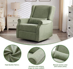Eiayeebil Nursery Swivel Glider Recliner,Rocking Chair Nursery with Footrest,Rocking Recliner Chair for Nursery,Glider Rocker Recliner for Living Room & Bedroom,Green