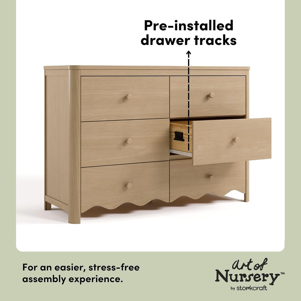 Storkcraft Casablanca 6 Drawer Dresser, Driftwood | GREENGUARD Gold Certified, Wood Dresser for Bedroom, Kids & Nursery Storage Chest, Safety Interlocking Drawers, Kids Bedroom