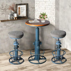 Topower Industrial Bar Table 38.58-48.43" Adjustable Pub Table Kitchen Dining Coffee Bistro Table Antique Blue