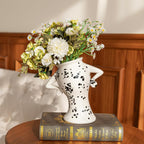 COTYNI Ceramic Vase with Attitude, Unique Flower Vase for Home Decor, Sassy Decorative Vase for Flowers, Cute Boho Vase for Bookshelf Decor, Vintage Quirky Electic Funky Decor for Living Room