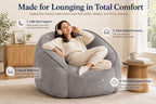 Bean Bag Chair for Adults with Armrests, Oversized Corduroy Bean Bag Sofa with High Back Support, Comfy Memory Foam Lounge Chair for Living Room, Bedroom, Dorm & Gaming (Dark Gray)